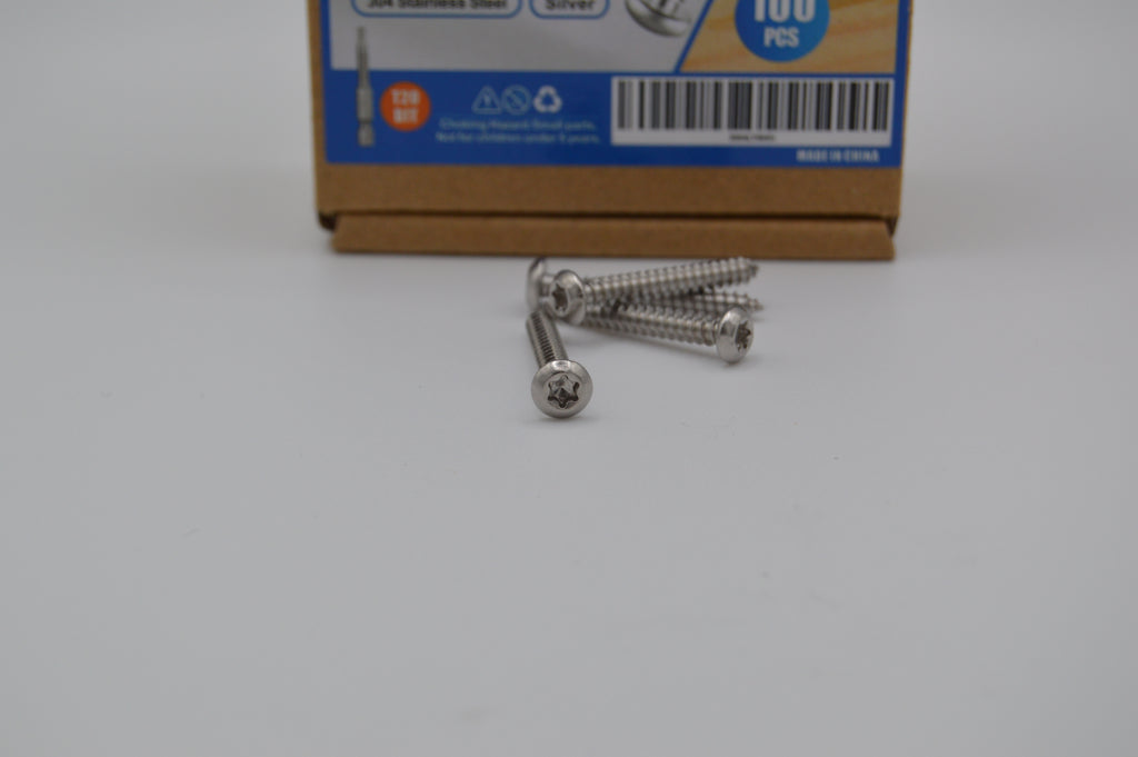 Pack of 100 M4 x 30mm Stainless Steel Self-Tapping Screws