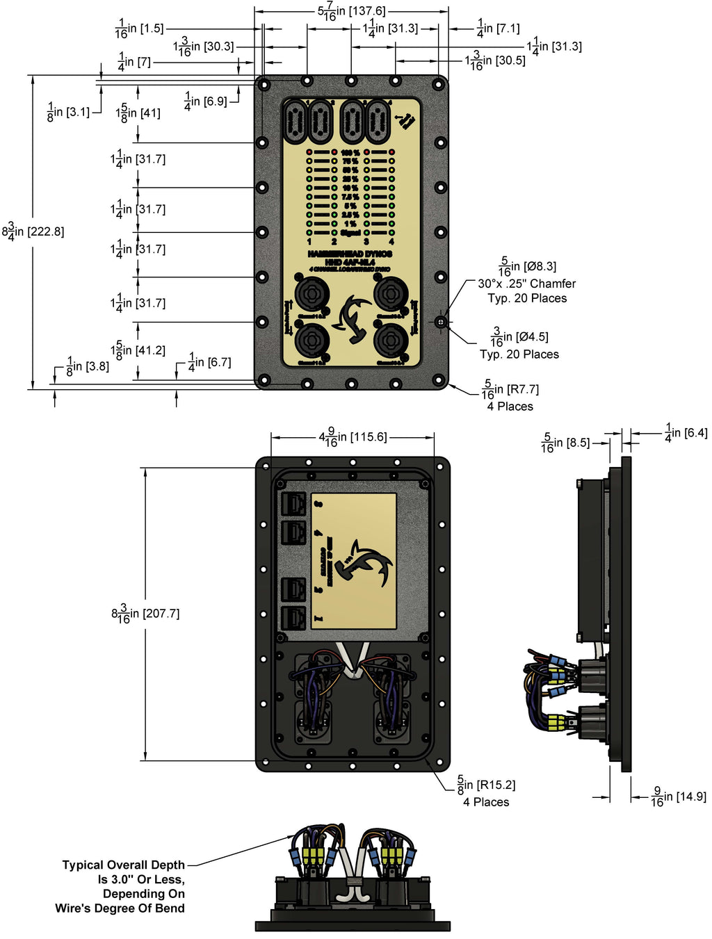 HHD 4 Channel Speaker Input Plate with Logarithmic Dyno
